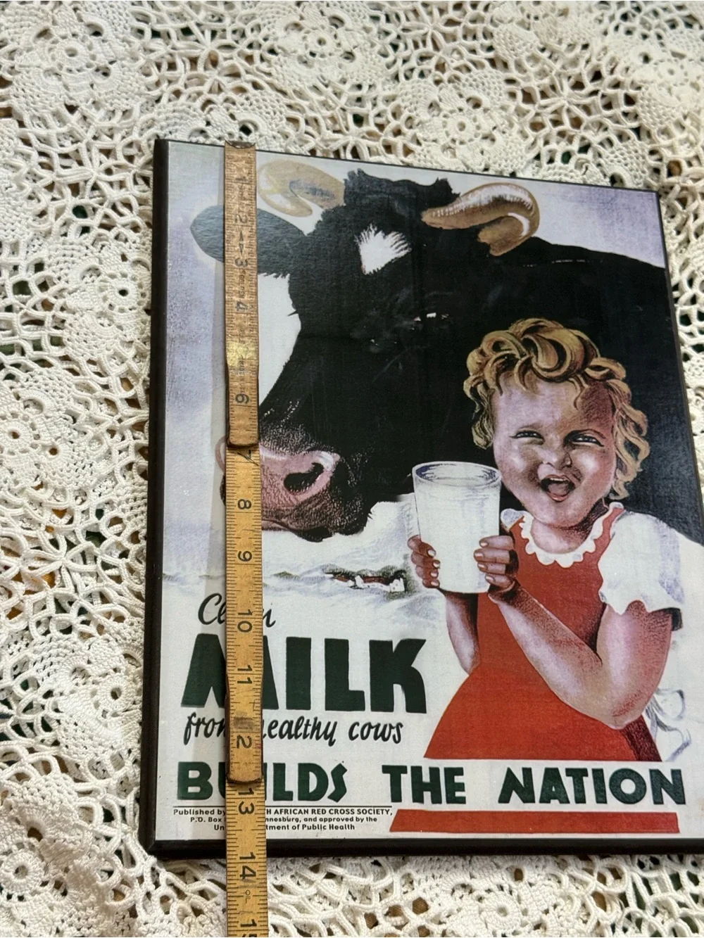 Vintage Red and Black Cow & Child Milk Wall Art